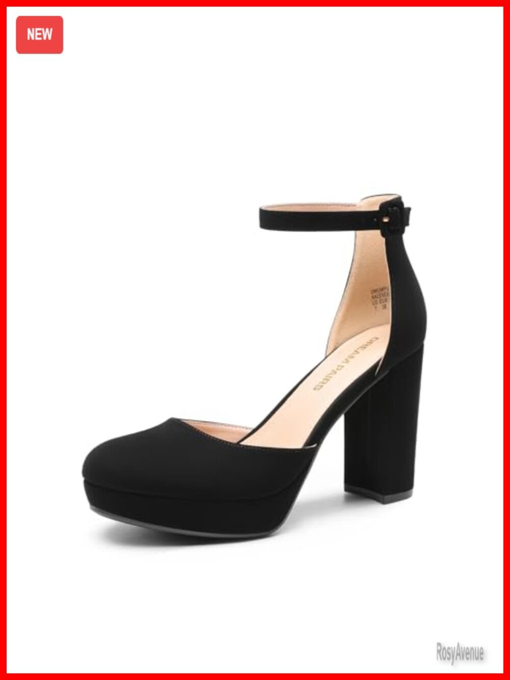 Women's Platform Chunky High Heels Closed Toe Ankle Strap Pumps
